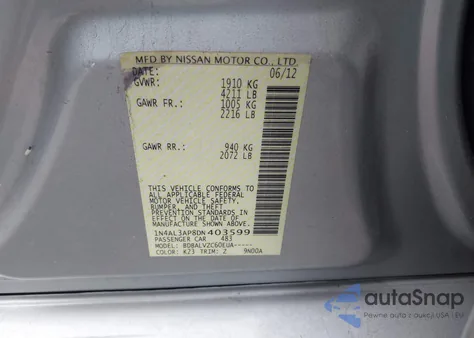 2013 Nissan Altima 2.5 Sl z USA, uszkodzony, nr VIN 1N4AL3AP8DN403599